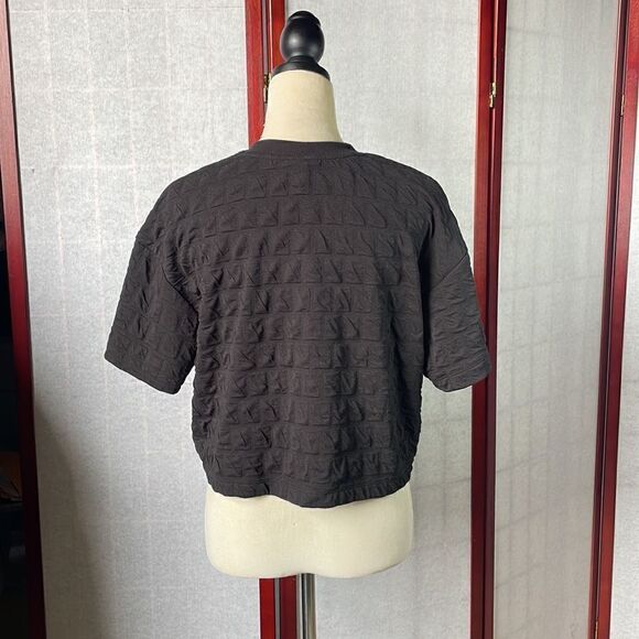 A New Day Black Relaxed Fit Quilted Boxy Short Sleeve Top (Size: XS) - Picture 8 of 11